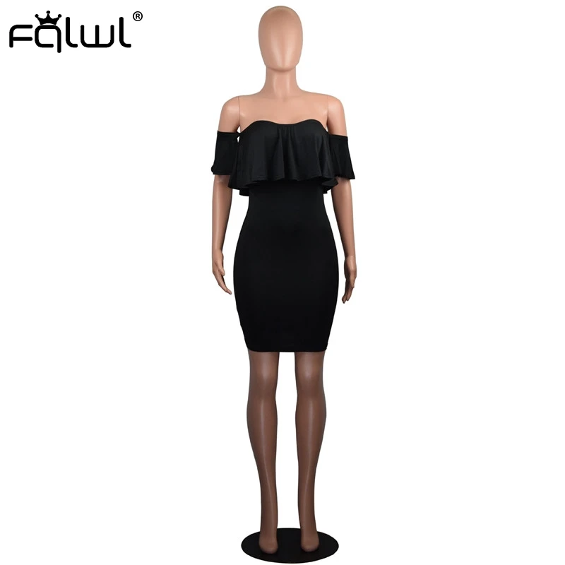Женское облегающее платье с открытыми плечами FQLWL Летнее мини без бретелек