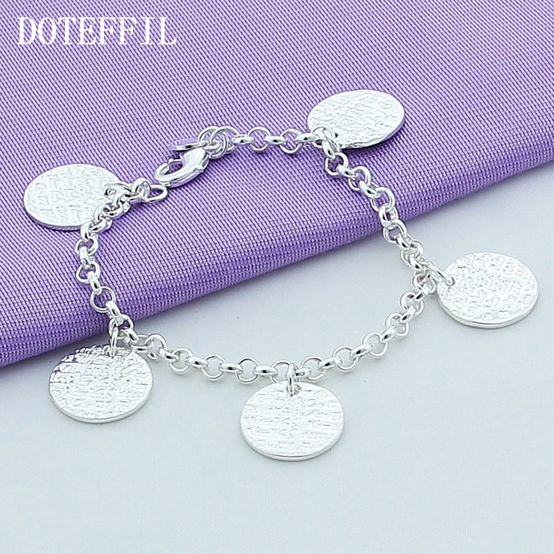 DOTEFFIL серебро 925 пробы браслет с пятью круглыми зернами для женщин модное