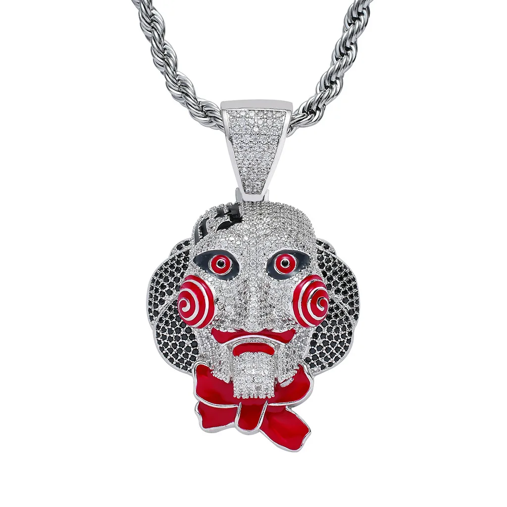 Bling bling CZ Ювелирные изделия 69 мультфильм голова кулон из кубического циркония ожерелье золото хип-хоп подарок ювелирные изделия