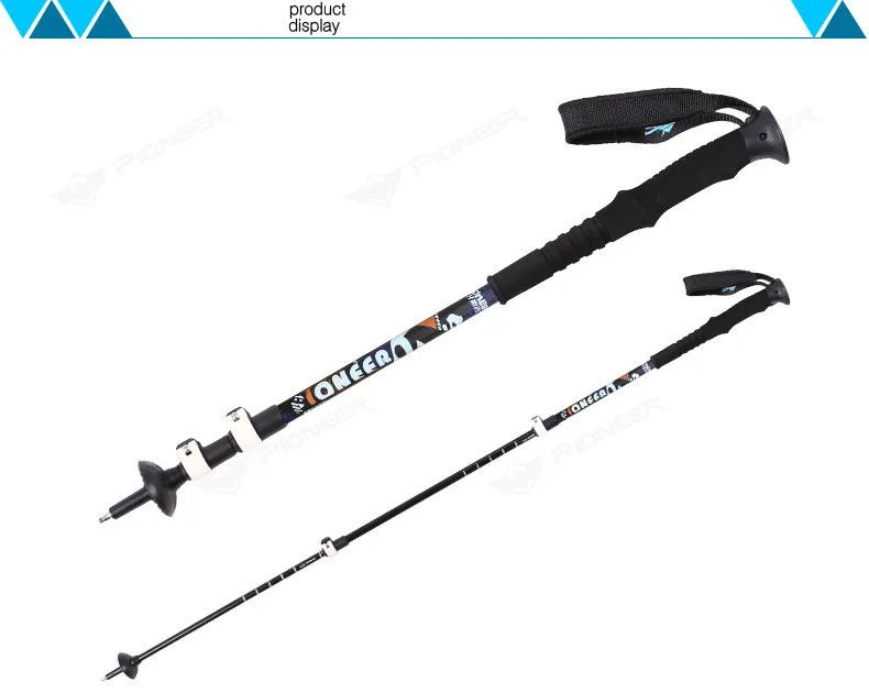 white Alpenstock 2 шт./лот Pioneer, Внешний замок, регулируемый, углеродное волокно, алюминиевый, для кемпинга, походов, трость, для альпинизма, треккинга, полюса, трость - Цвет: white Alpenstock