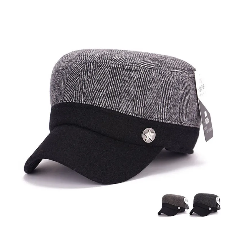 Новое прибытие Зимний теплый шерстяной смешанный плоский Casquette спортивный