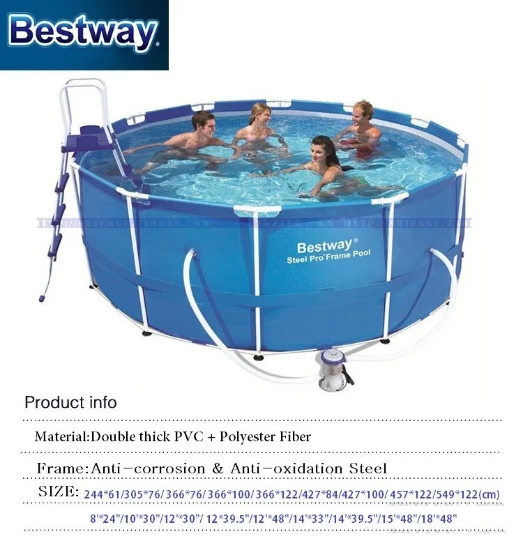 56647 Bestway 427*107 см силовая стальная рама из ротанга набор бассейна(бассейн, фильтр, лестница, коврик, крышка) 14'x4" Круглый ротанговый бассейн над уровнем земли