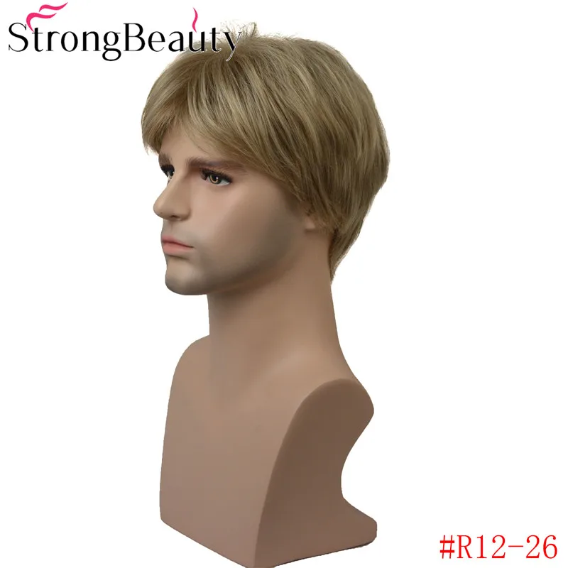 StrongBeauty короткий мужской парик прямой блонд/коричневый синтетический парик мужской Hiar жаростойкий монолитный парик выбор цвета