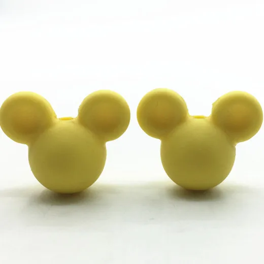 yellow 50 шт./лот Детские шарики для прорезывания зубов Микки из мультфильма силиконовые бусины в виде Микки-Мауса Для Ожерелья Детские игрушки аксессуары ювелирные изделия - Цвет: yellow