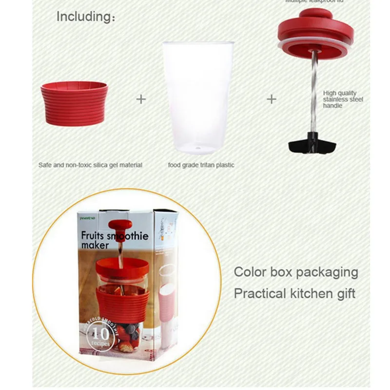 Fruit Tools 300ml Plastic Kitchen Mini Manual Juicer Squeezer Juice Stirring Mixing Cup Smoothie Maker fruit juice |