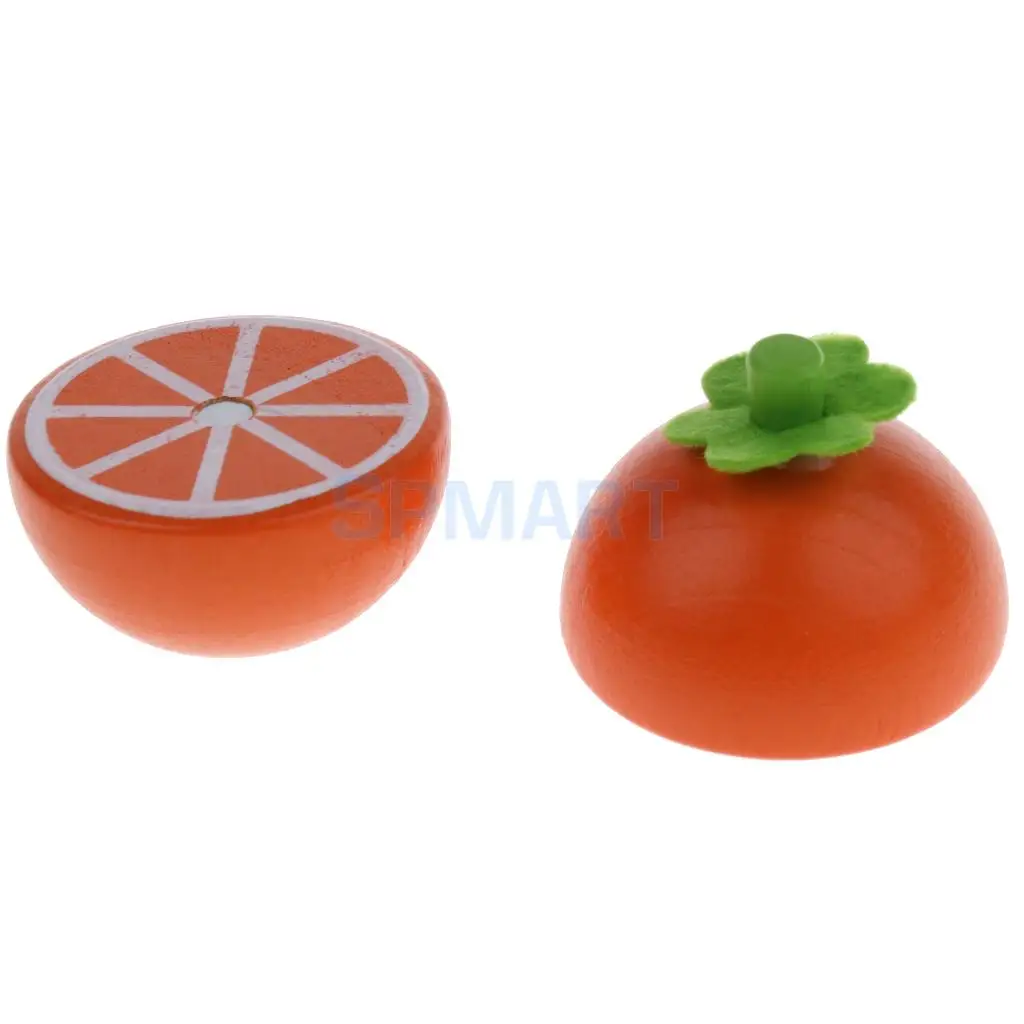Goldern Orange Деревянные магниты, связанные фрукты, кухня, еда, хлеб, резка, дети, малыши, ролевые игры, игрушки, подарок, вечерние украшения - Цвет: Goldern Orange