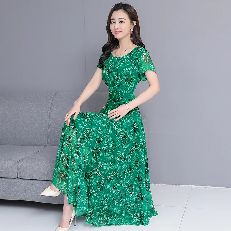 2020 корейское винтажное цветочное шифоновое Бохо Макси платье Лето 3XL размера