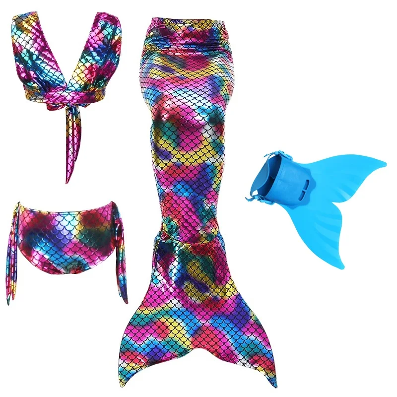 Купальное платье с хвостом русалки женское бикини моноластами костюм для