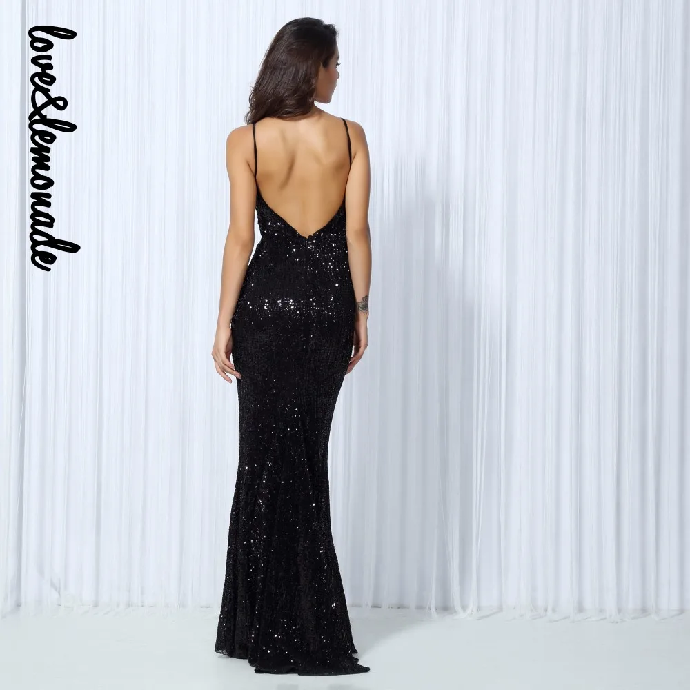 Love& Lemonade черное эластичное платье с v-образным вырезом и блестками LM80119BLACK