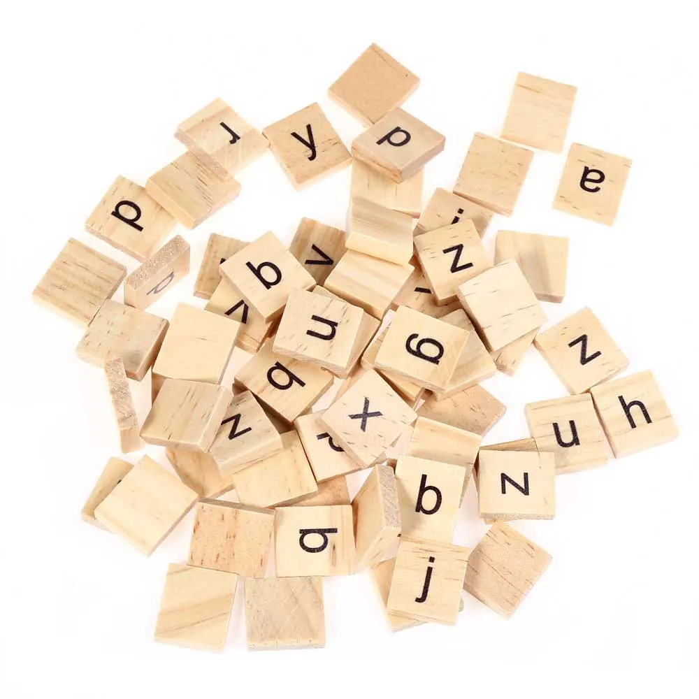 100 шт. деревянный scrabble Плитки строчные буквы доска Алфавит Игрушечные лошадки