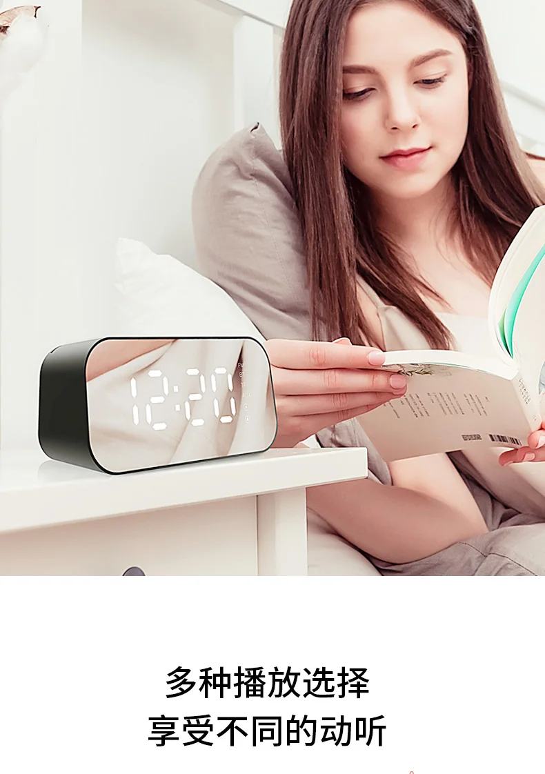 Современный Беспроводной будильник bluetooth светодиодный динамик с FM радио электронные цифровые часы настольные часы с режимом включения по таймеру Функция