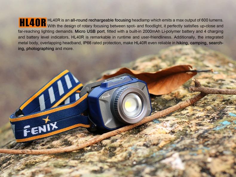 Новое поступление Fenix HL40R 600 люмен с эффектом приближения c зарядкой Micro-USB