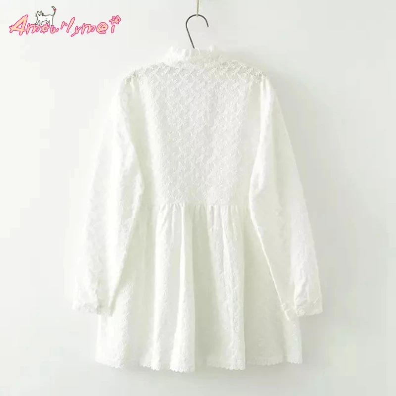 Женская кружевная блузка с длинными рукавами воротником стойкой и цветочной