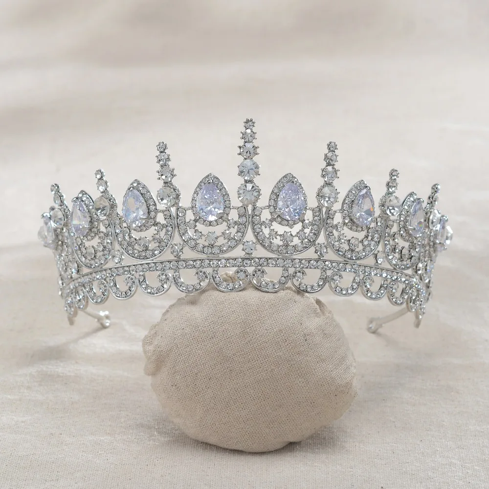 Noiva de Cristal Strass Tiara Casamento Cubic Zircon CZ nupциальная Rainha Princess pконкурсная партия Корона Das