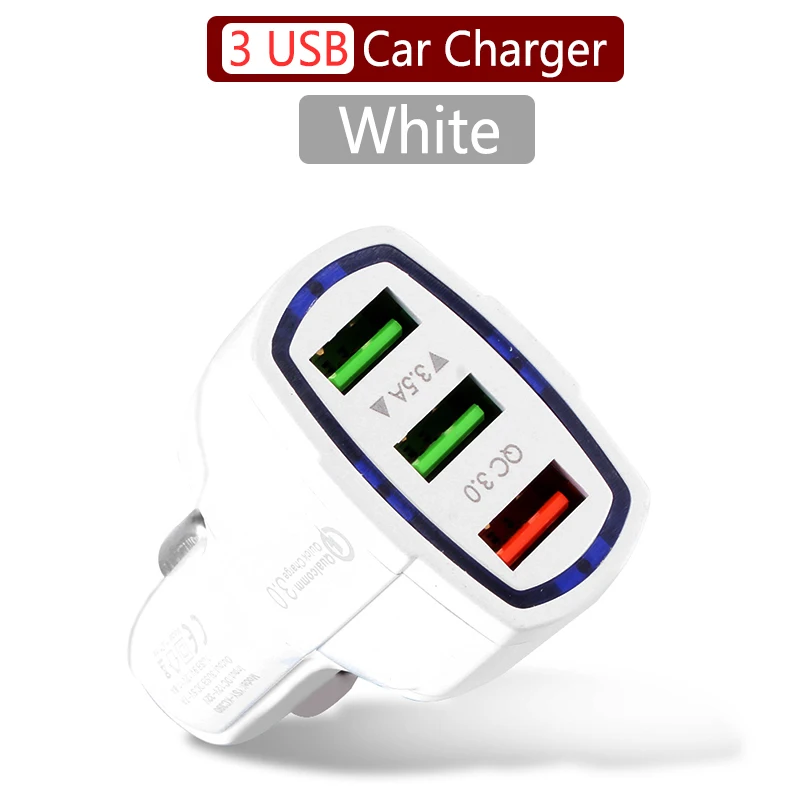 QC3.0 быстрое зарядное устройство автомобильное зарядное устройство телефон Быстрая зарядка для samsung Xiaomi huawei Android зарядное устройство адаптер данных планшет автомобильное зарядное устройство - Тип штекера: QC3.0 3USB White