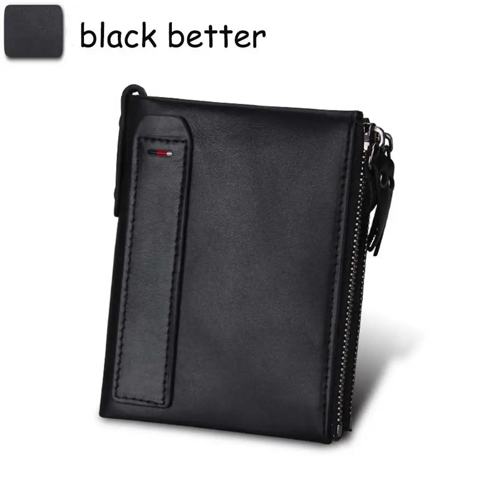 black better Женские кошельки из натуральной коровьей кожи, двойная молния, короткий держатель для карт, Женский кошелек, модный, высокое качество, простой бренд, женский кошелек - Цвет: black better