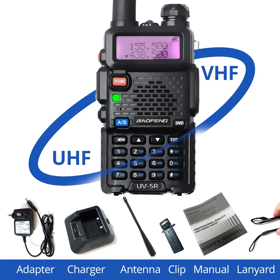 Портативная рация Baofeng UV 5R Двухдиапазонная портативная CB радио UHF VHF