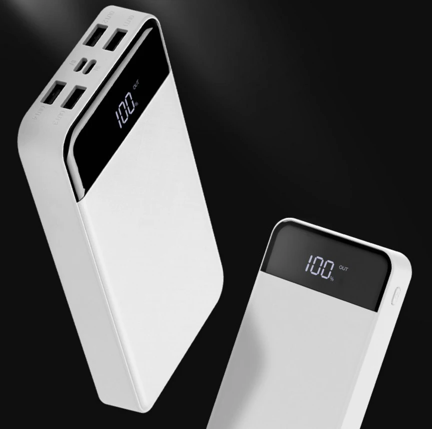 20000 мАч Внешний аккумулятор 4USB Мобильный ЖК дисплей цифровой Зарядка сокровище