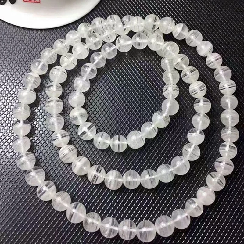 Оптовая продажа белый натуральный кристалл призрака браслеты 6 мм ожерелье из
