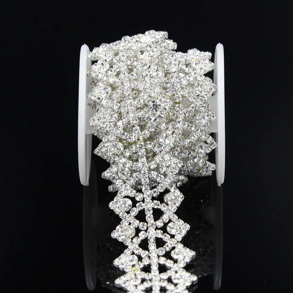 10Yards Rhinestones Trim Silver Rose Golden Rhinestone Ribbon Sewing Collar Crafts | Дом и сад