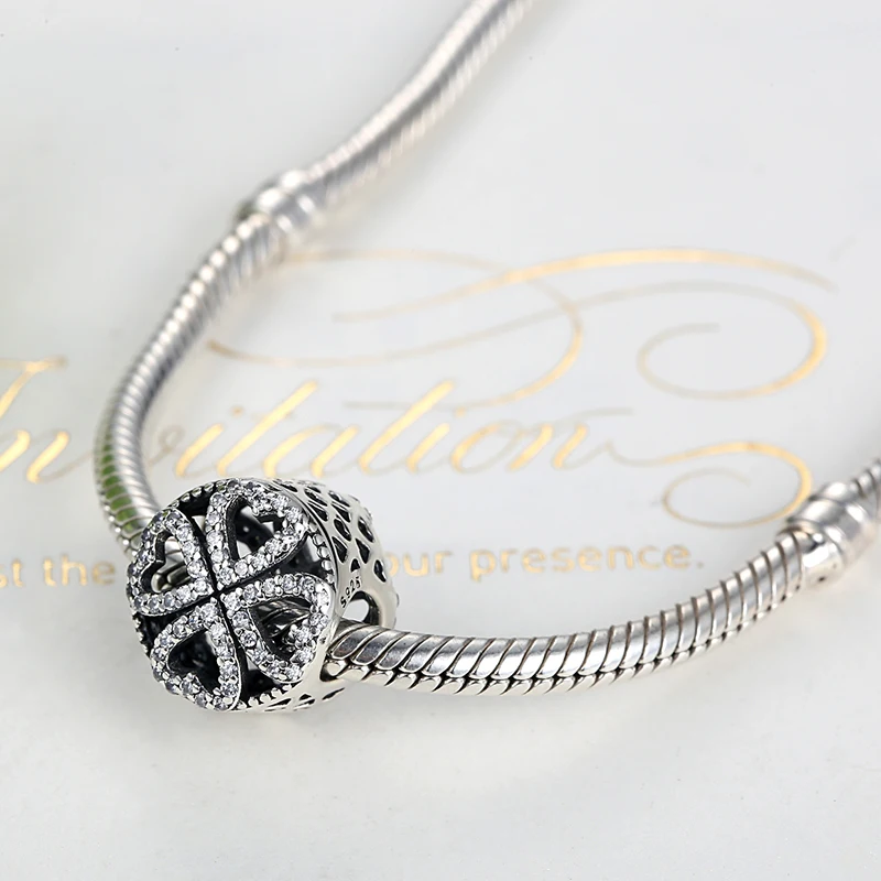 Романтический 925 пробы серебро лепестки Любовь Шарм бисер Fit оригинальный