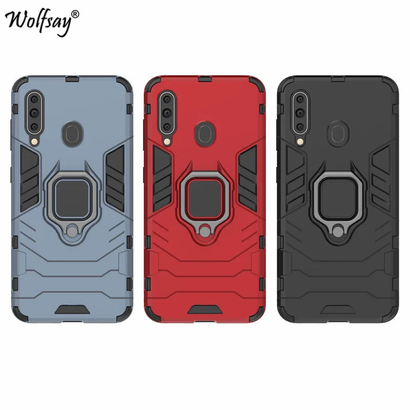 

For Samsung Galaxy A60 Case Armor Metal Finger Ring Holder Phone Case For Samsung Galaxy A60 Back Cover For Samsung A60 Fundas *