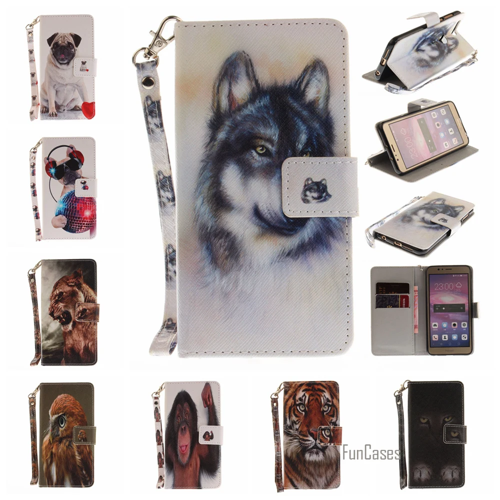 Модные нарисованными животными из искусственной кожи чехол портмоне с откидной