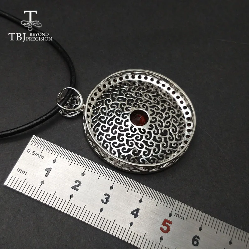 TBJ новый большой натуральный гранатовый камень подвески из стерлингового