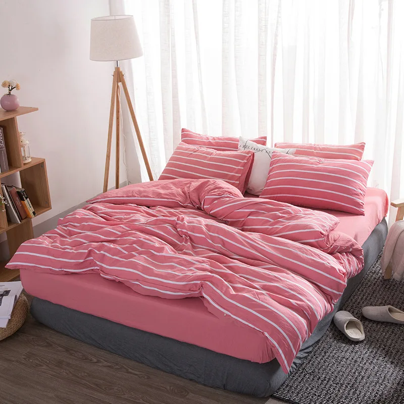 Pink Stripe 4 шт. Комплект постельного белья производитель пододеяльник домашний текстиль комплект постельного белья King size Простыня Комплект постельного белья s для девочки - Цвет: Pink Stripe