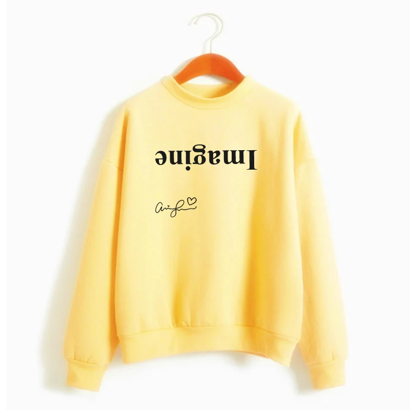 Подписанный Ариана Гранде Вдохновленный Imagine Hoodie для женщин Crewneck Thank U Next Толстовка Merch топы с длинными рукавами