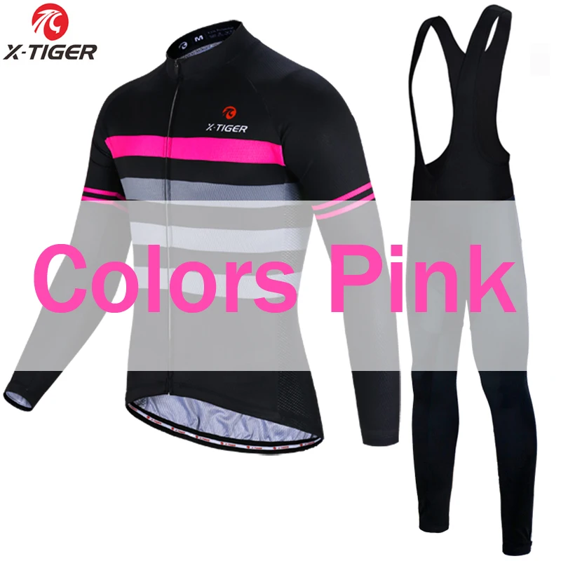 Jerseys and Bib Pant X-Tiger Pro зимний термальный флис Велоспорт Джерси Набор с длинным рукавом горный велосипедная одежда держать теплый велосипед одежда - Цвет: Jerseys and Bib Pant