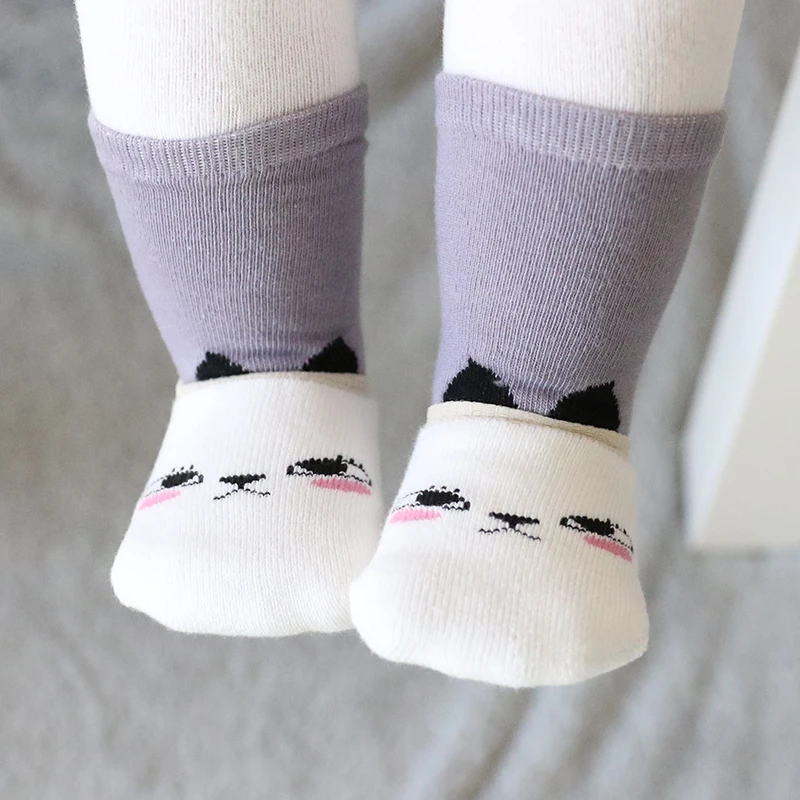 Toddler Girls Boys Soft Non-slip Sock Fur Bunny Cat Boot Cuffs Baby Socks long sock+floor socks 2pcs sets | Детская одежда и обувь