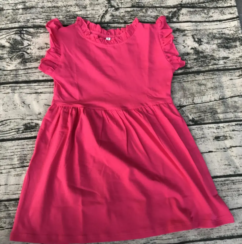 color story girls t shirt Casual wear little princess beautiful outfits for baby kids Pompom Flutter ruffle Sleeveless Dress | Детская