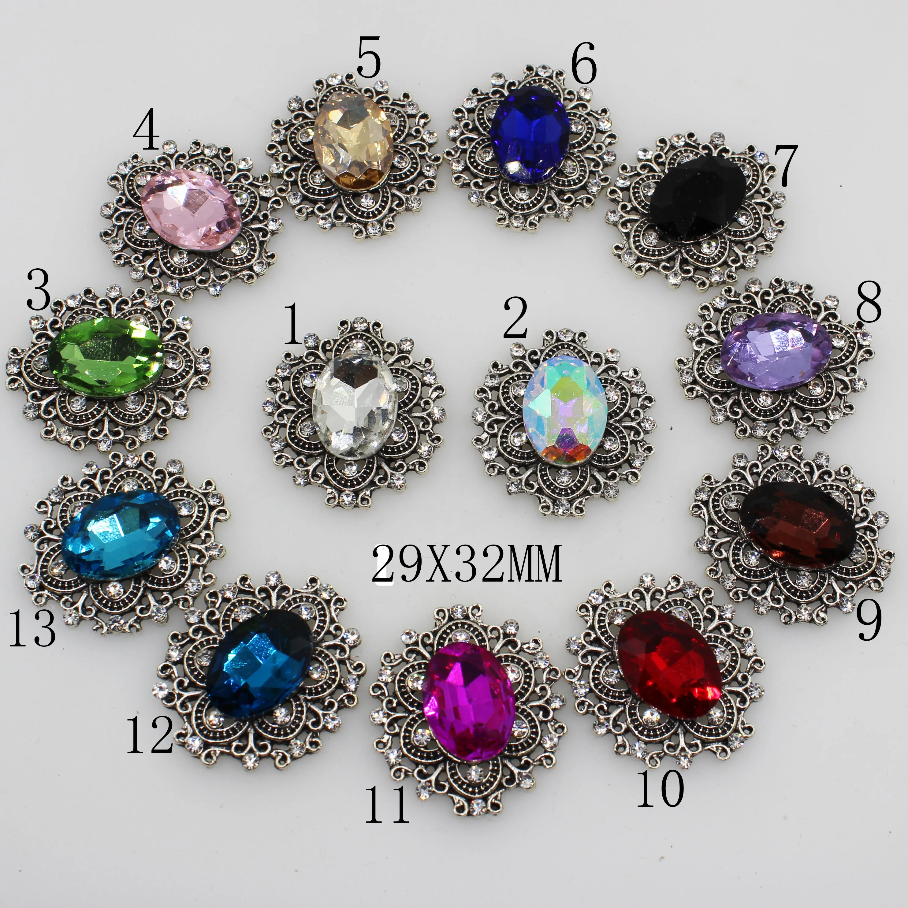 5 шт. цветные стеклянные стразы в стиле ретро на пуговицах свадебные