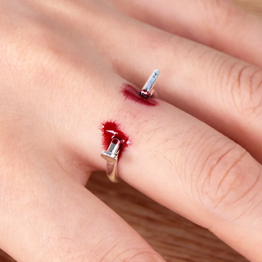 Halloween Statement Open Rings Scare Puncture Nail Ring Men Women Special Jewelry Gift for Friends #280506 | Украшения и