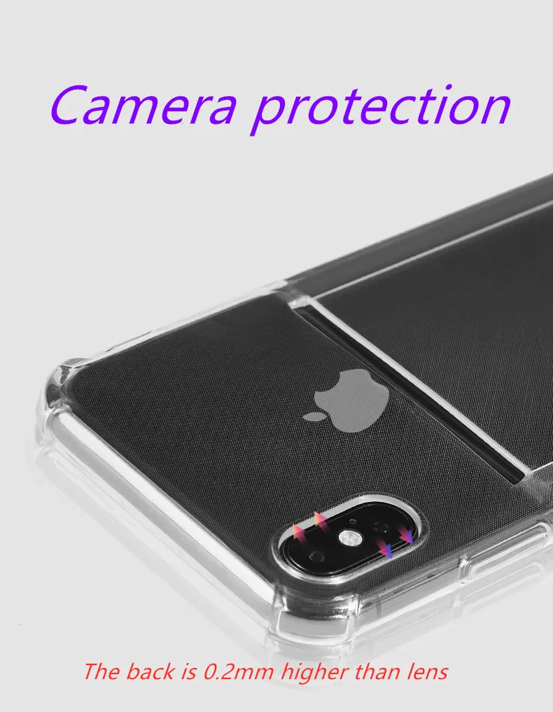 Прозрачный чехол для телефона из ТПУ с отделением кредитных карт iPhone X XR XS Max 5 6 6P 7P