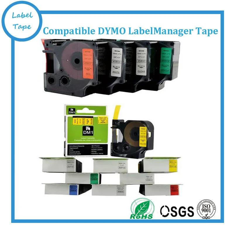

Free shipping 5 mix colors Compatible Dymo D1 Cartridge Tape 40910, 40913,40916,40918,40923 9mm*7m