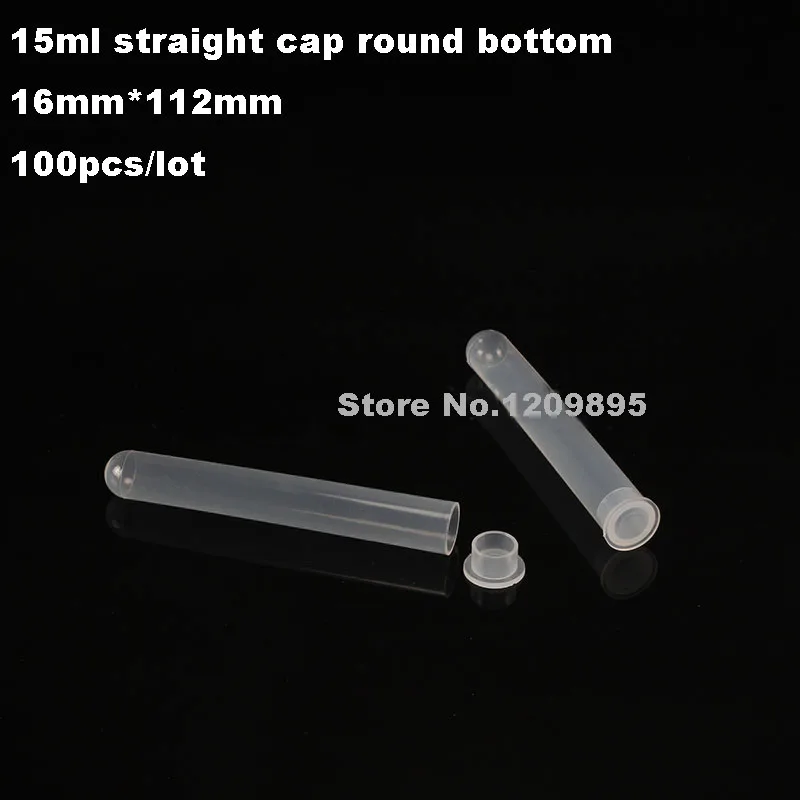 

100pcs/lot 15ml Plastic centrifuge tube Test Tubing Vial Clear PP Container Laboratory Sample straight cap tubes Free Shipping