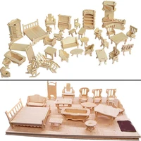 miniature 112 dollhouse furniture for dollsmini 3d wooden puzzle diy building model toys for children gift