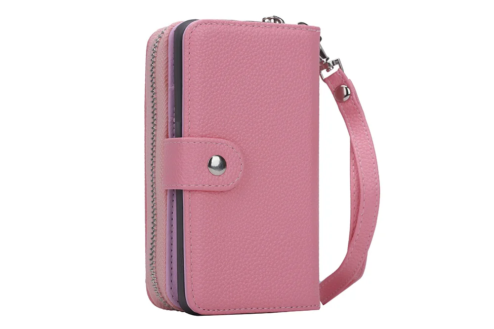 Pink Практичный многофункциональный съемный кошелек на молнии, кошелек из искусственной кожи, чехол для телефона для iPhone 5, 5S, 6, 6S Plus, с отделением для карт - Цвет: Pink