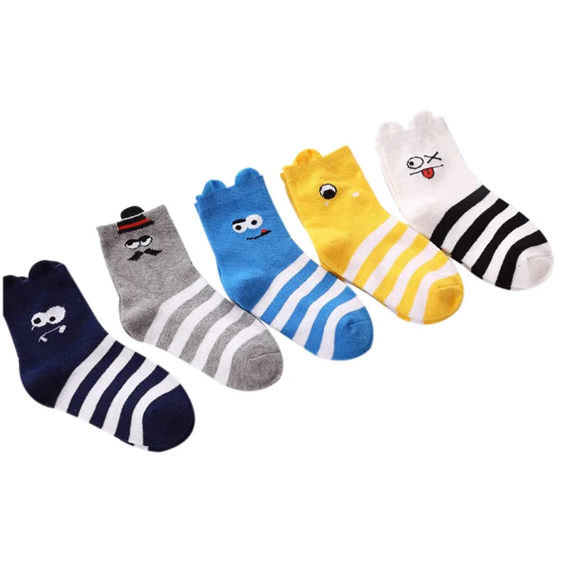 5 пар/партия мальчиков и девочек рисунком глаз Носки чистого хлопка Весна осень