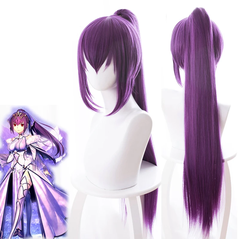 Fate Grand заказ парик фиолетовые волосы Scathach Косплей 80 см Длинные прямые косички