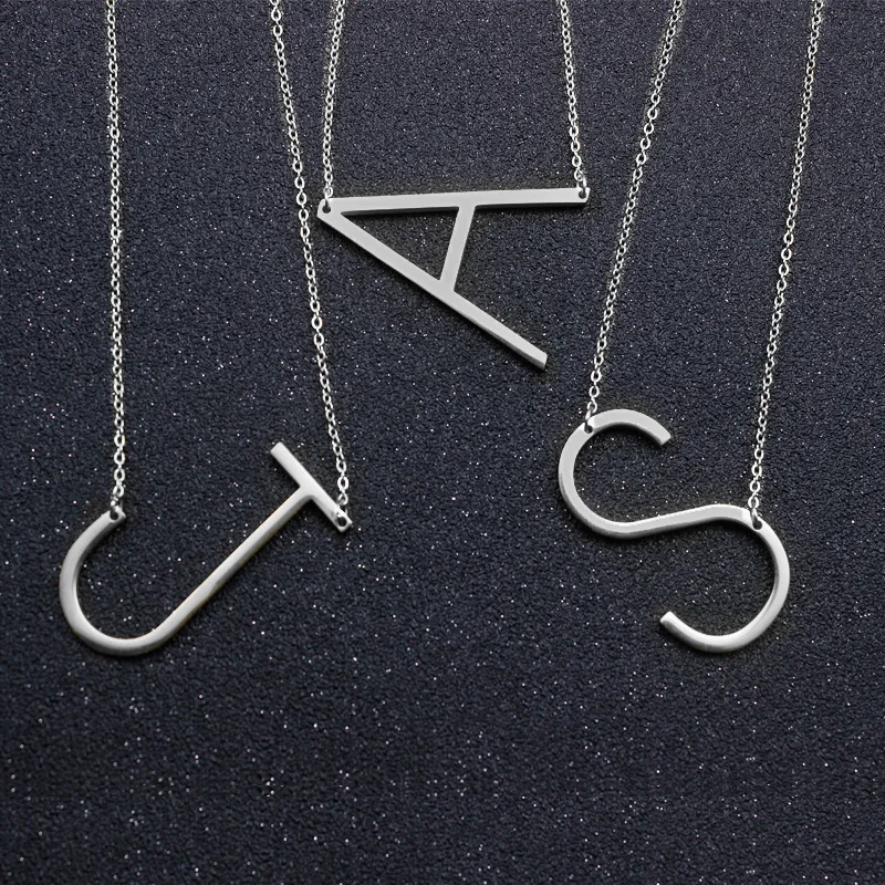Серебряный цвет 26 букв кулон ожерелье сочетание Начальная очарование женский