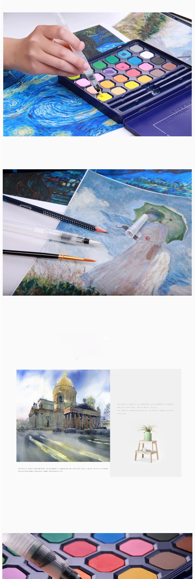 St. Mary Solid Watercolor Solid Powder Watercolor Paint Set 12/18/24/36/48 Color Solid Water Pigment gouache Pigment Artistic