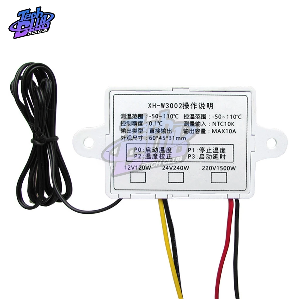 DC 12V 24V AC 110 V-220 V W3002 цифровой светодиодный Температура контроллер 10A Профессиональный Термостат Регулятор XH-3002