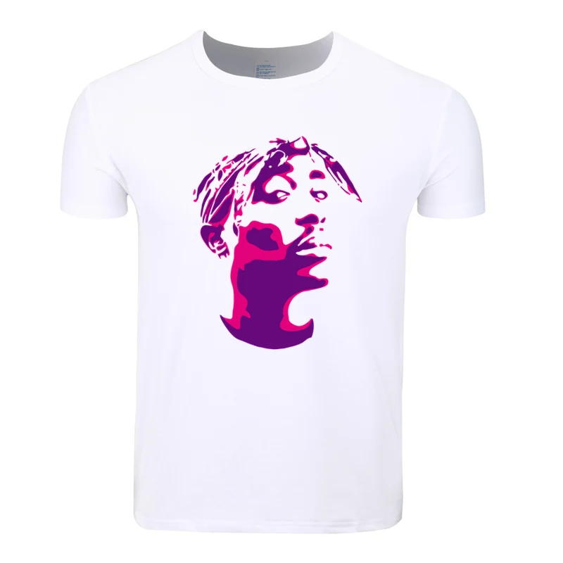 Азиатский размер принт американский рэппер Тупак Makaveli 2pac футболка с О-образным