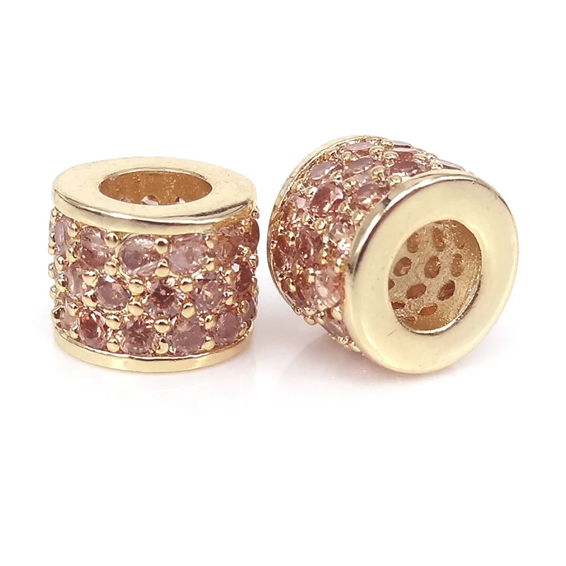 Новый микро проложить шампанское CZ Циркон Круглые трубки Бусины Подходит для DIY