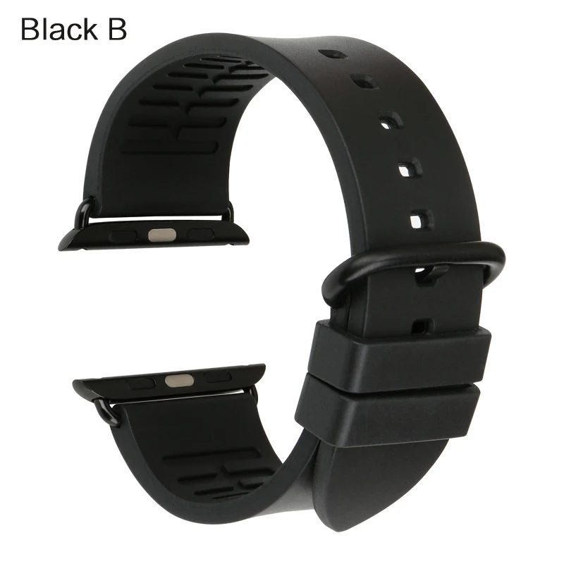 MAIKES модный красный резиновый ремешок для часов для Apple Watch Band 44 мм 40 мм iWatch все модели для Apple Watch 42 мм 38 мм серия 4 3 2 1 - Цвет ремешка: Black B