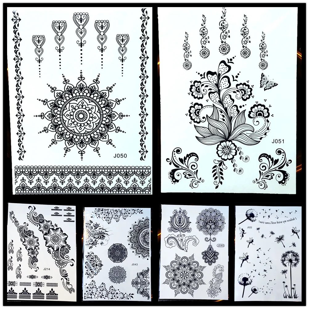 GoldOcean Yantra Мандала Black временная татуировка из хны Paste водостойкая поддельная