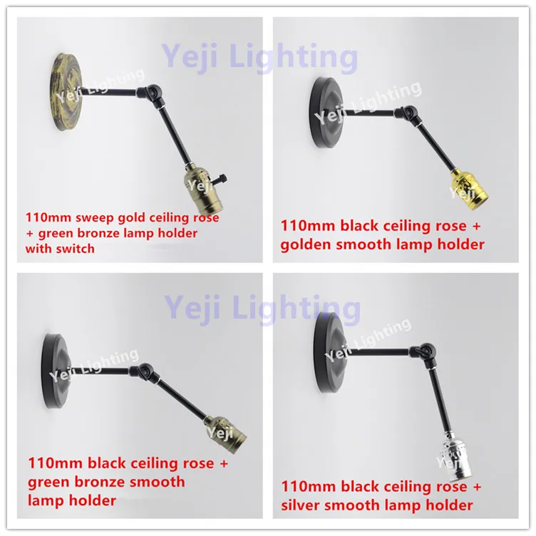 Золотистый Гладкий ретро светильник Эдисона E27 для настенной лампы освещение